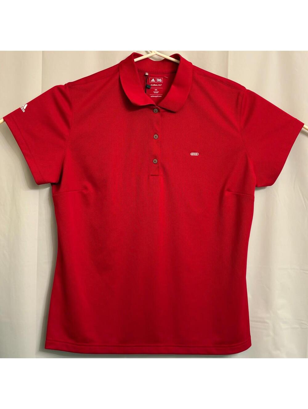 Adidas Climalite Women's Red Polo Shirt Activewear Top Short Sleeve Size 2XL NWT